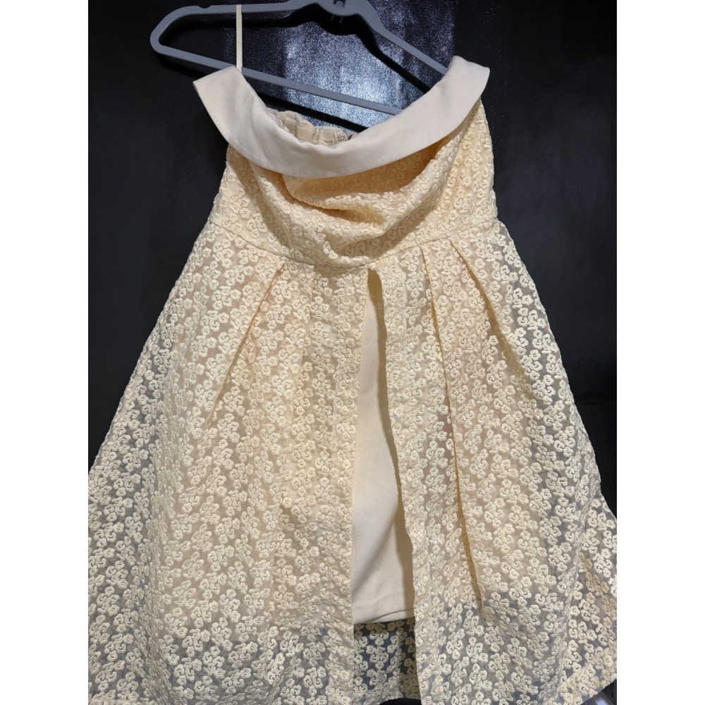 Eva Mendes‎ Lace Overlay Strapless Dress Cream Fit Flare Size L